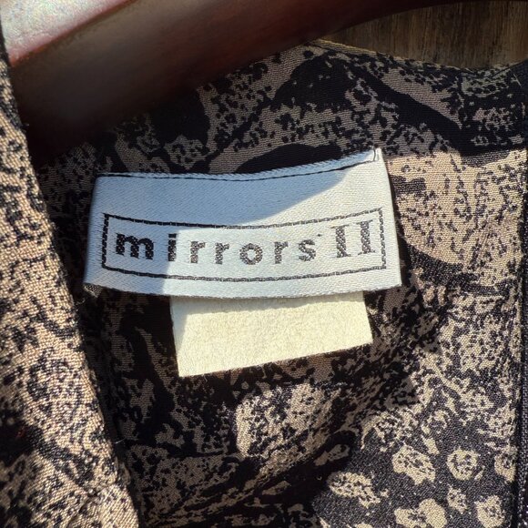 Vintage Dress 80s does 40s Abstract Print Long Sleeve Draped Dress Dark Print - Picture 6 of 12